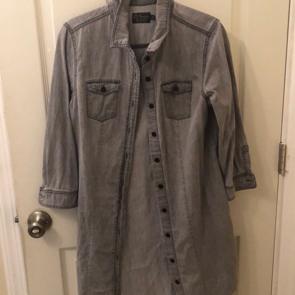 Long denim shirt dress